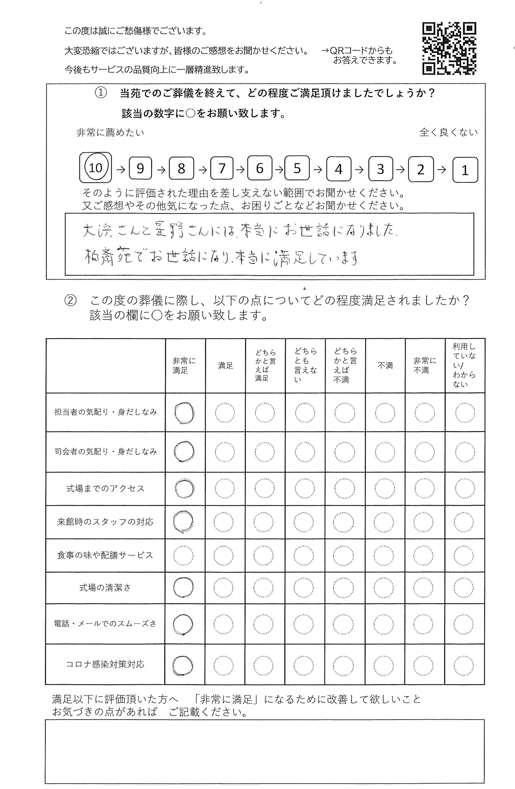 柏市柏の方の一日葬アンケート